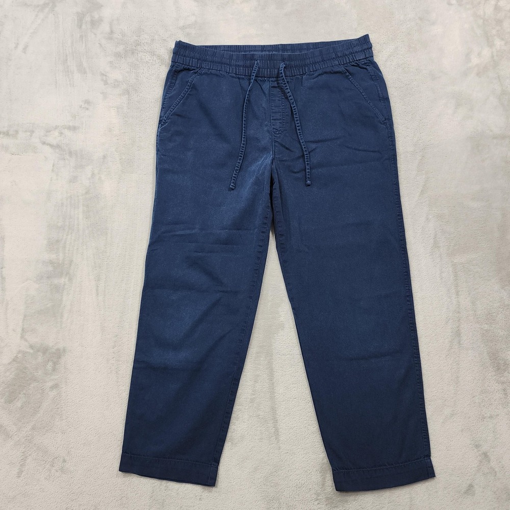 Gap Pants Women M Blue Easy Pant Pull On Chino Drawstring Relaxed Tapered Casual